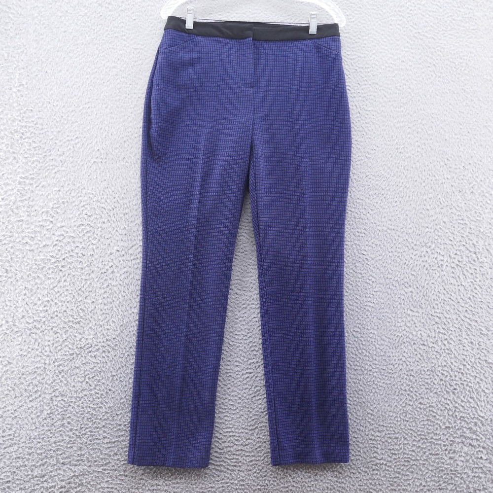 Chicos Womens‎ Slim Leg Pants Size 0 US 4 Black Blue Geometric Stretch Career